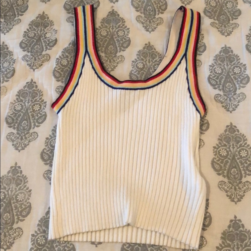 Cute Rainbow Detailing Crop Tank Top